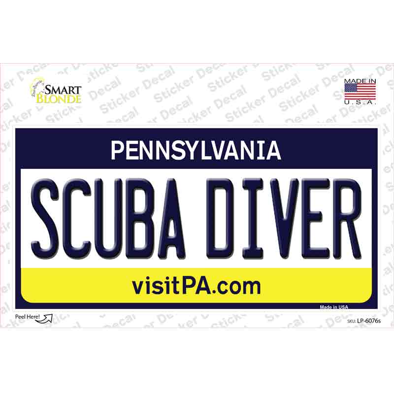 LP-6076s-M Scuba Diver Pennsylvania State Novelty Sticker Decal - Medium