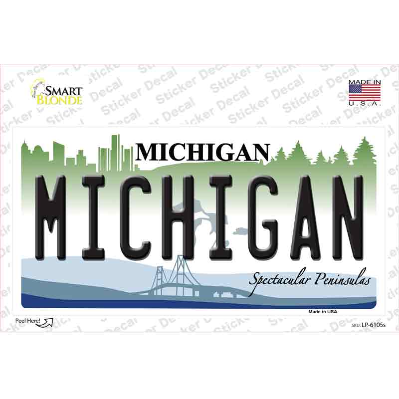 LP-6105s-M Michigan Novelty Sticker Decal - Medium