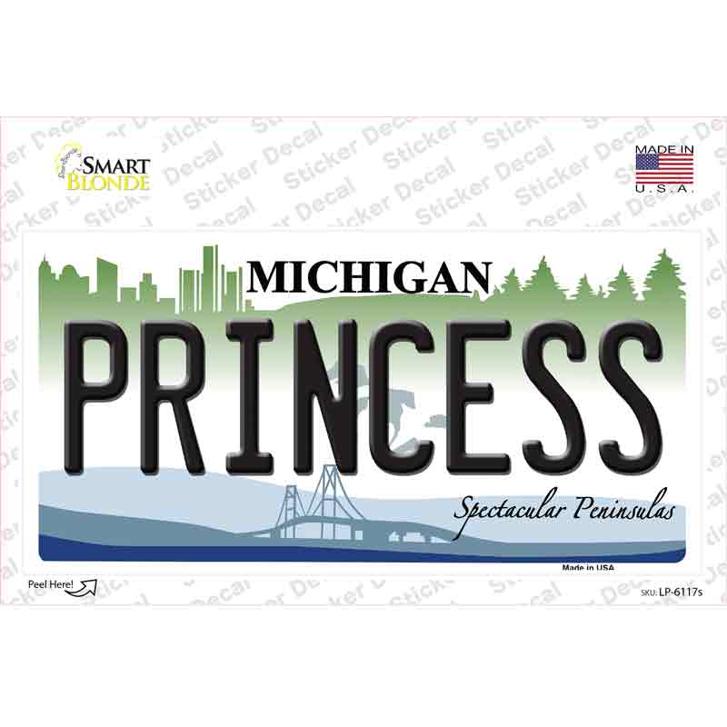 LP-6117s-M Princess Michigan Novelty Sticker Decal - Medium