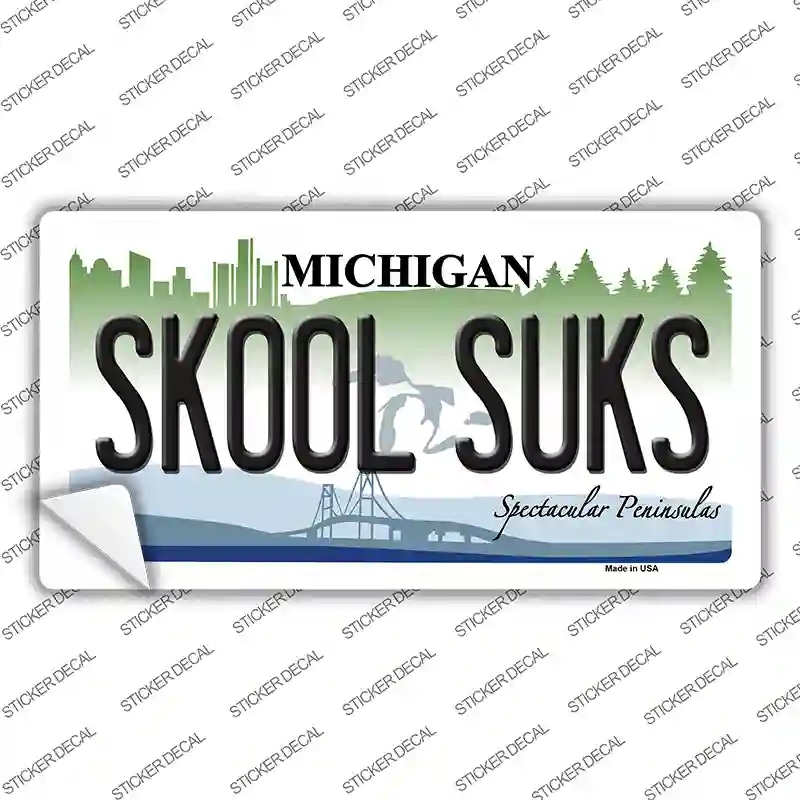 LP-6128s-S Skool Suks Michigan Novelty Sticker Decal - Small