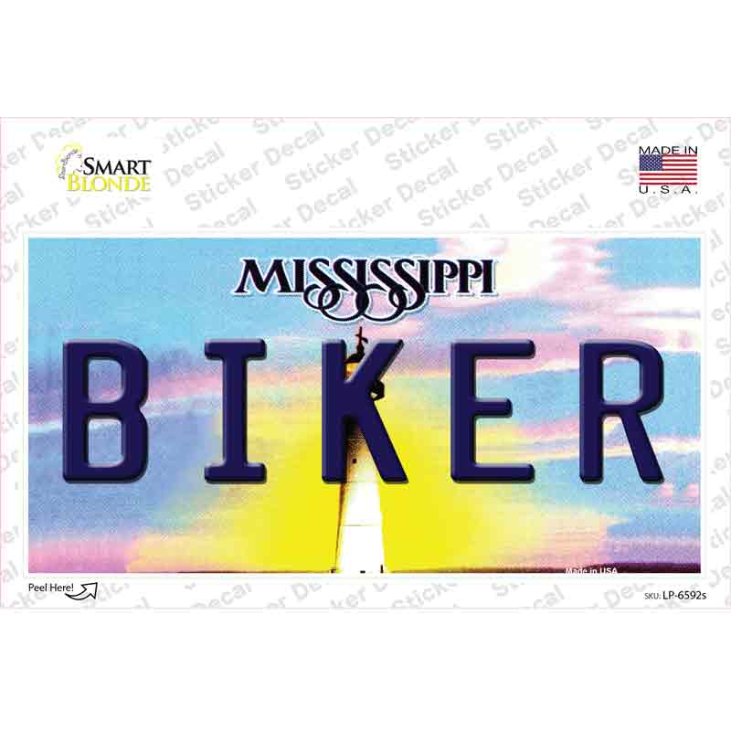 LP-6592s-M Biker Mississippi Novelty Sticker Decal - Medium