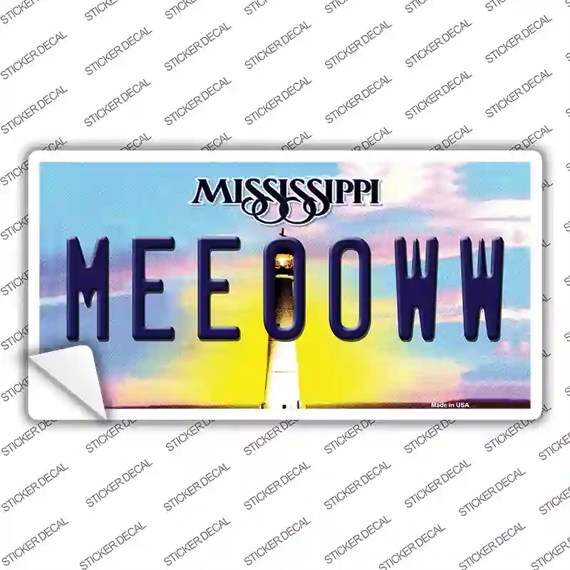 LP-6597s-S Meeooww Mississippi Novelty Sticker Decal - Small