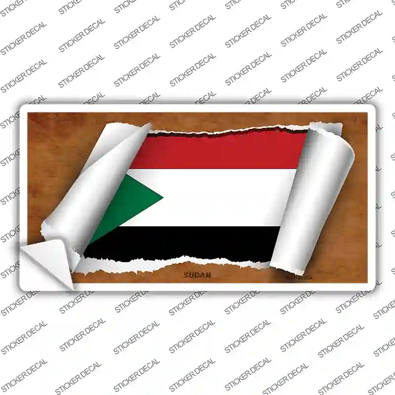 LP-9293s-S Sudan Flag Scroll Novelty Sticker Decal - Small
