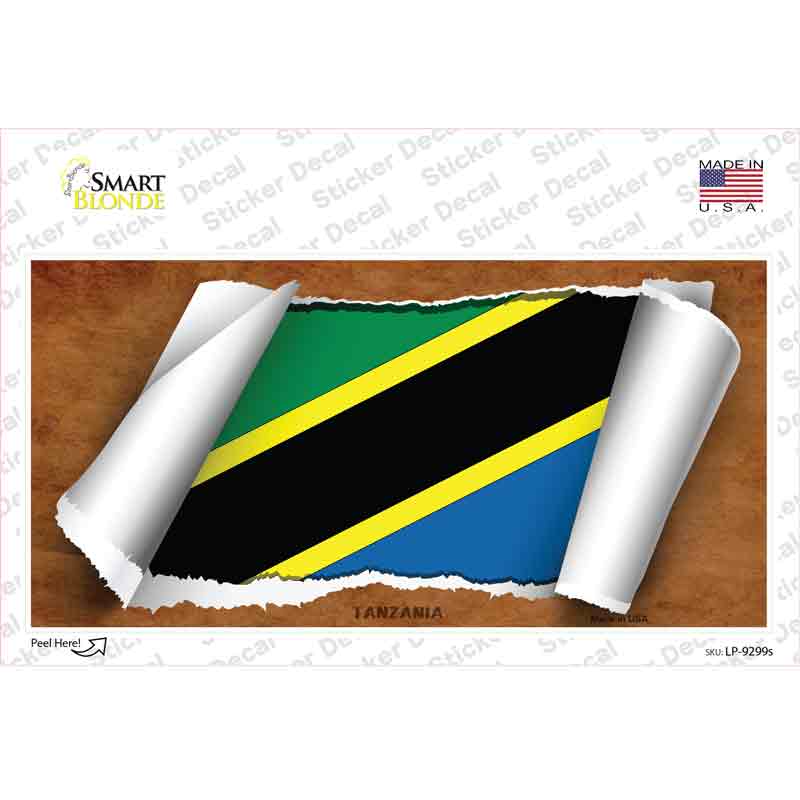 LP-9299s-M Tanzania Flag Scroll Novelty Sticker Decal - Medium