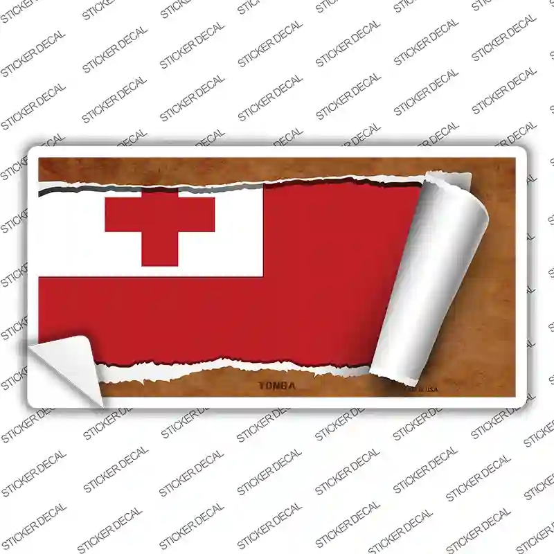 LP-9301s-S Tonga Flag Scroll Novelty Sticker Decal - Small