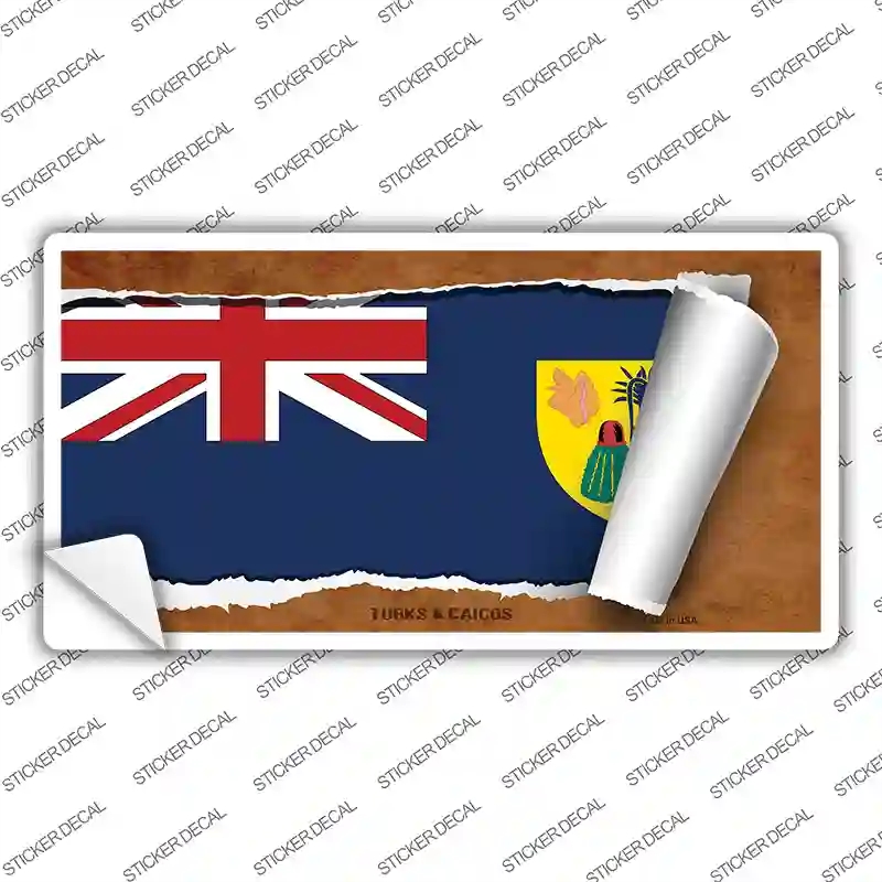 LP-9305s-L Turks & Caicos Flag Scroll Novelty Sticker Decal - Large