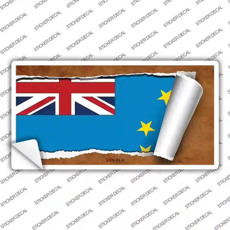 LP-9306s-L Tuvalu Flag Scroll Novelty Sticker Decal - Large