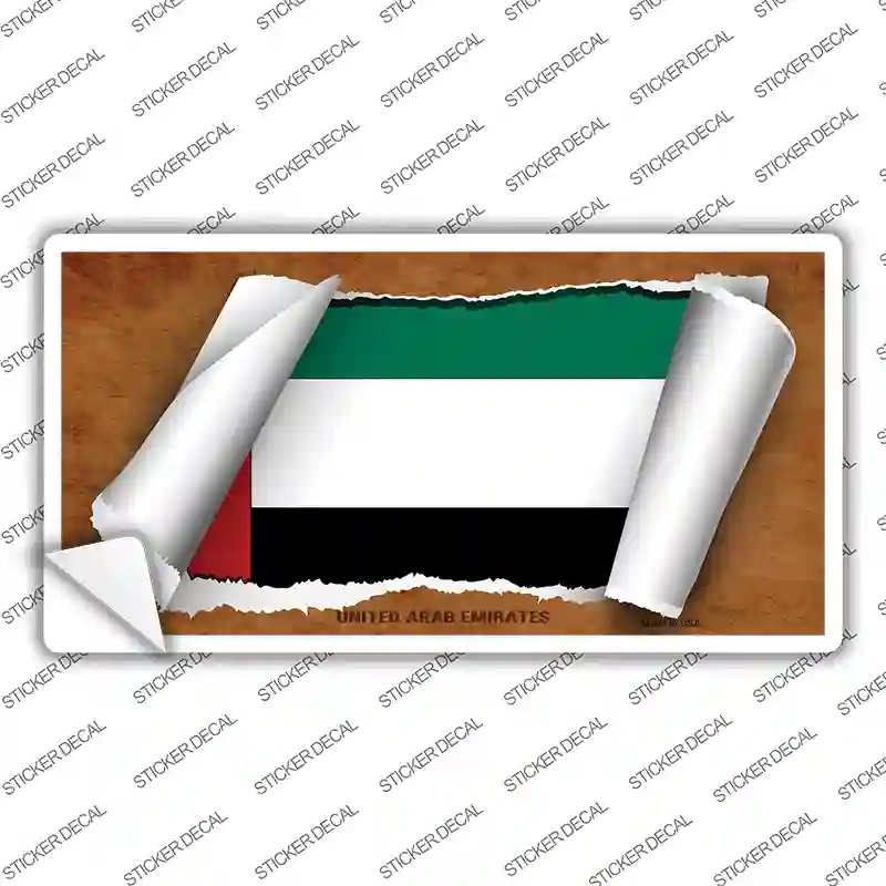 LP-9309s-S United Arab Emirates Flag Scroll Novelty Sticker Decal - Small