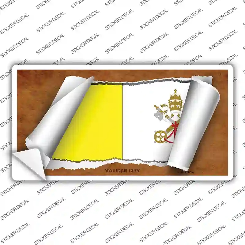 LP-9314s-XL Vatican City Flag Scroll Novelty Sticker Decal - Extra Large