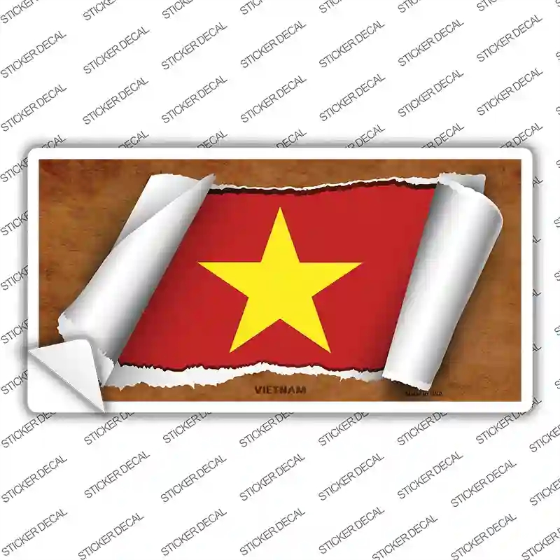 LP-9315s-S Vietnam Flag Scroll Novelty Sticker Decal - Small