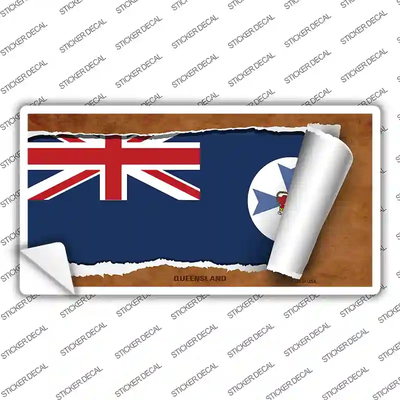 LP-9323s-S Queensland Flag Scroll Novelty Sticker Decal - Small