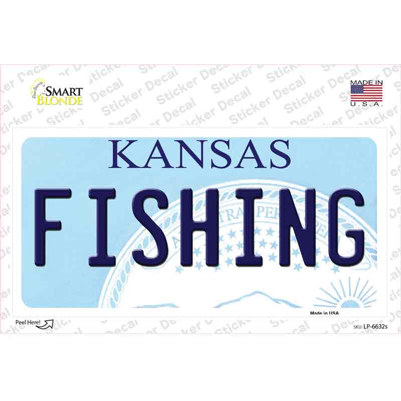 LP-6632s-M Fishing Kansas Novelty Sticker Decal - Medium