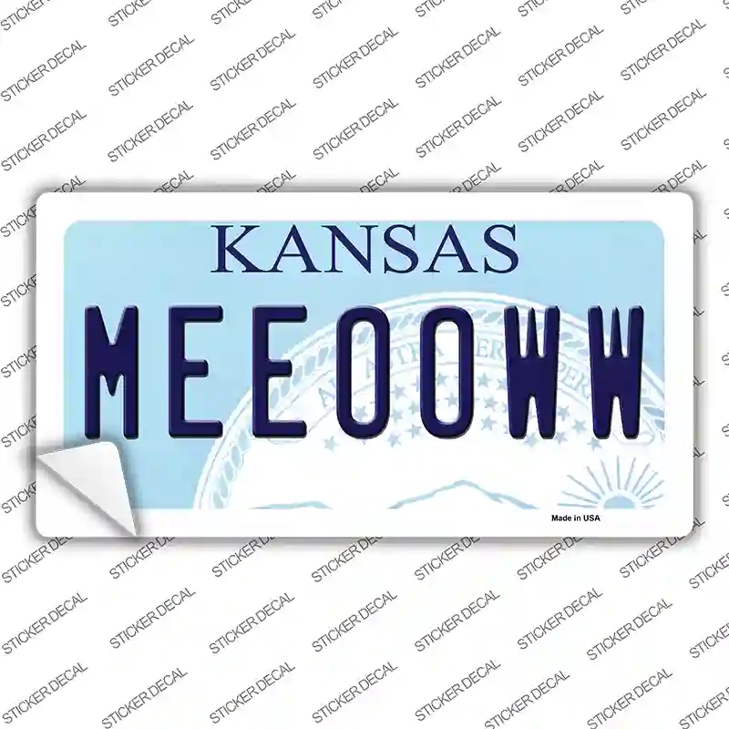 LP-6643s-L Meeooww Kansas Novelty Sticker Decal - Large