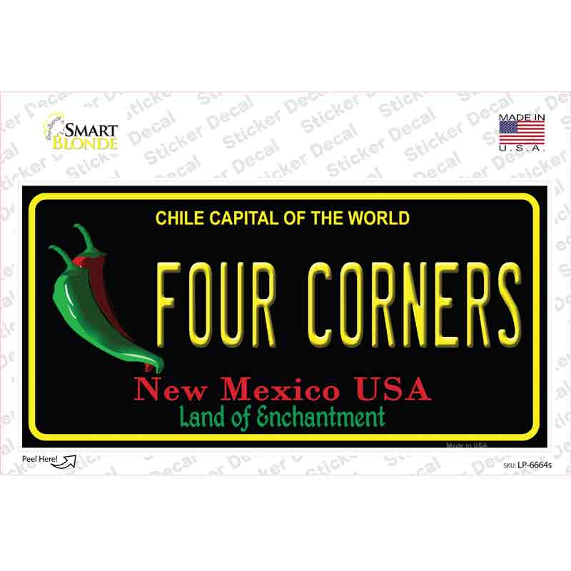 LP-6664s-M Four Corners Black   Mexico Novelty Sticker Decal - Medium