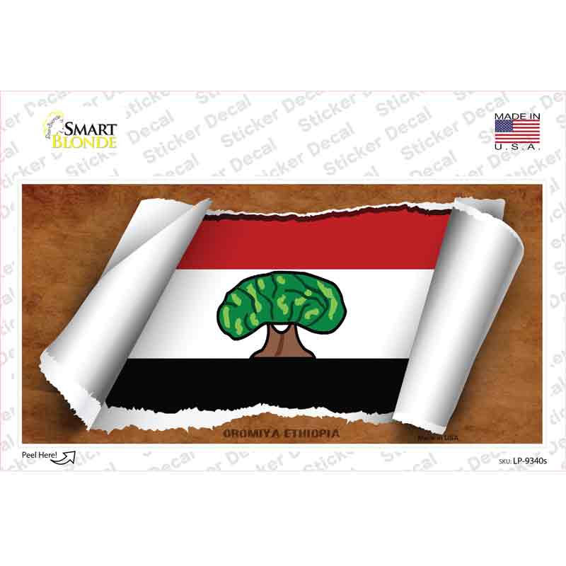LP-9340s-M Oromia Ethiopia Flag Scroll Novelty Sticker Decal - Medium