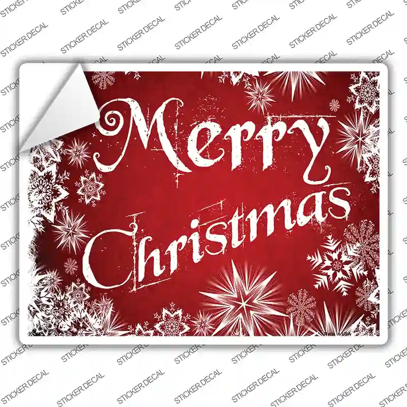 P-1199s-XL Merry Christmas Red Novelty Rectangle Sticker Decal - Extra Large