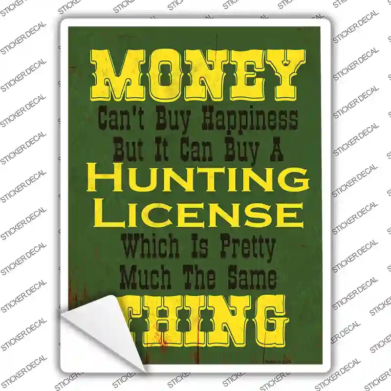 P-1207s-L Money Cant Buy Happiness Novelty Rectangle Sticker Decal - Large -  Smart Blonde