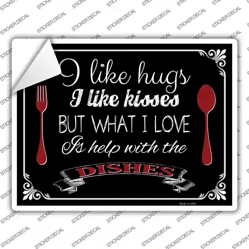 P-1292s-L I Like Hugs Kisses Novelty Rectangle Sticker Decal - Large
