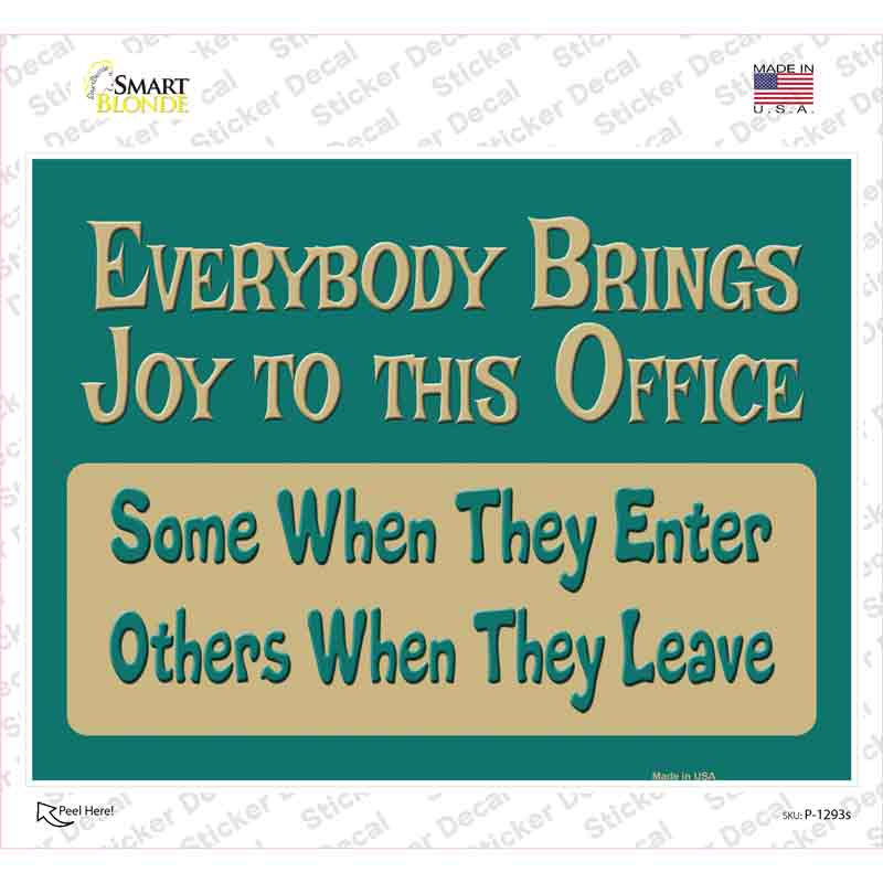 P-1293s-M Joy to the Office Novelty Rectangle Sticker Decal - Medium