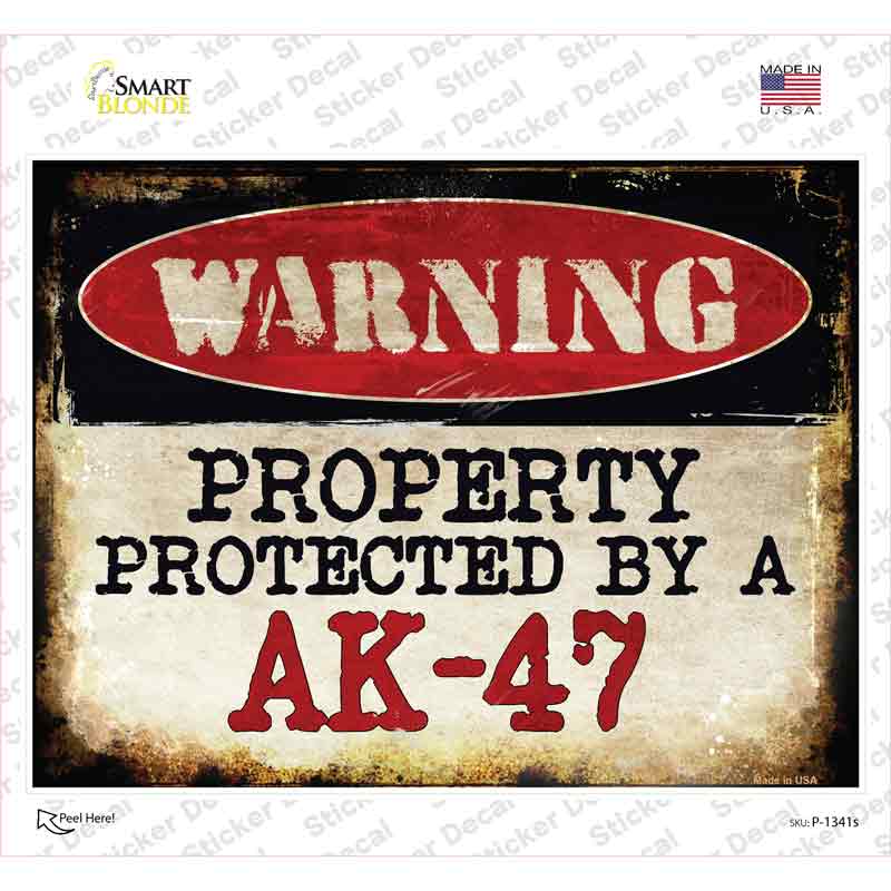 P-1341s-M An AK-47 Novelty Rectangle Sticker Decal - Medium