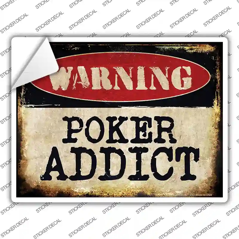 P-1356s-S Poker Addict Novelty Rectangle Sticker Decal - Small