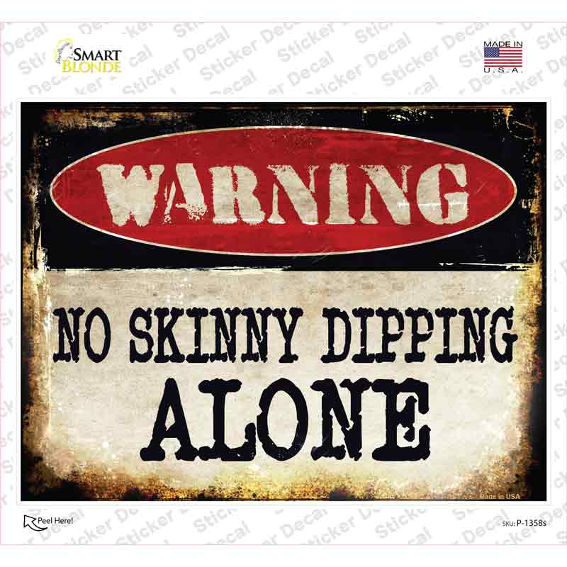 P-1358s-M No Skinny Dipping Novelty Rectangle Sticker Decal - Medium