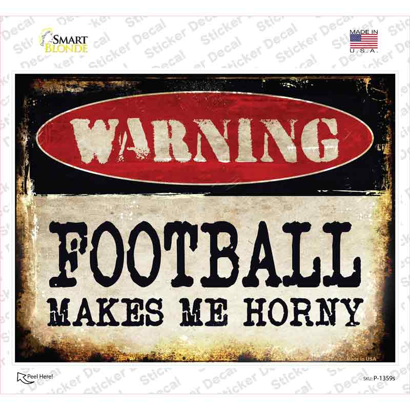 P-1359s-M Football Novelty Rectangle Sticker Decal - Medium