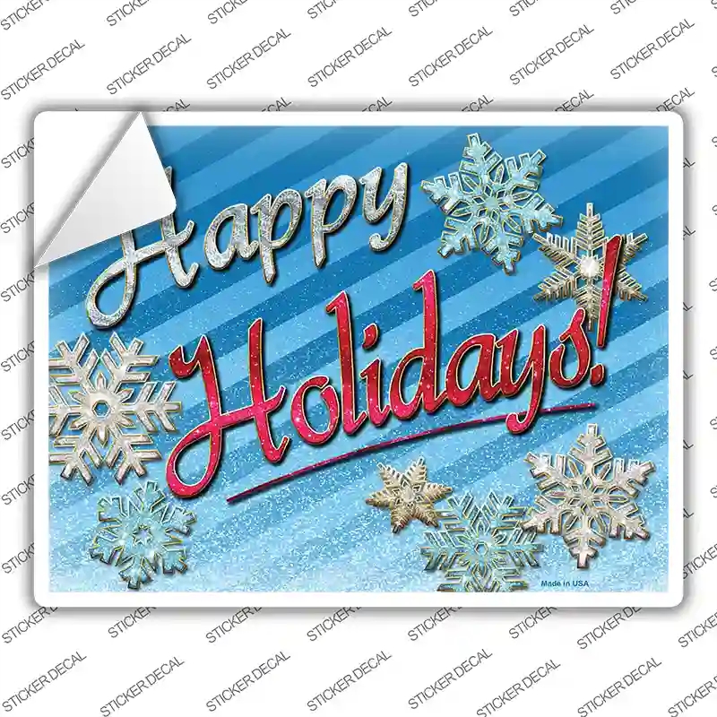 P-1465s-XL Happy Holidays Novelty Rectangle Sticker Decal - Extra Large