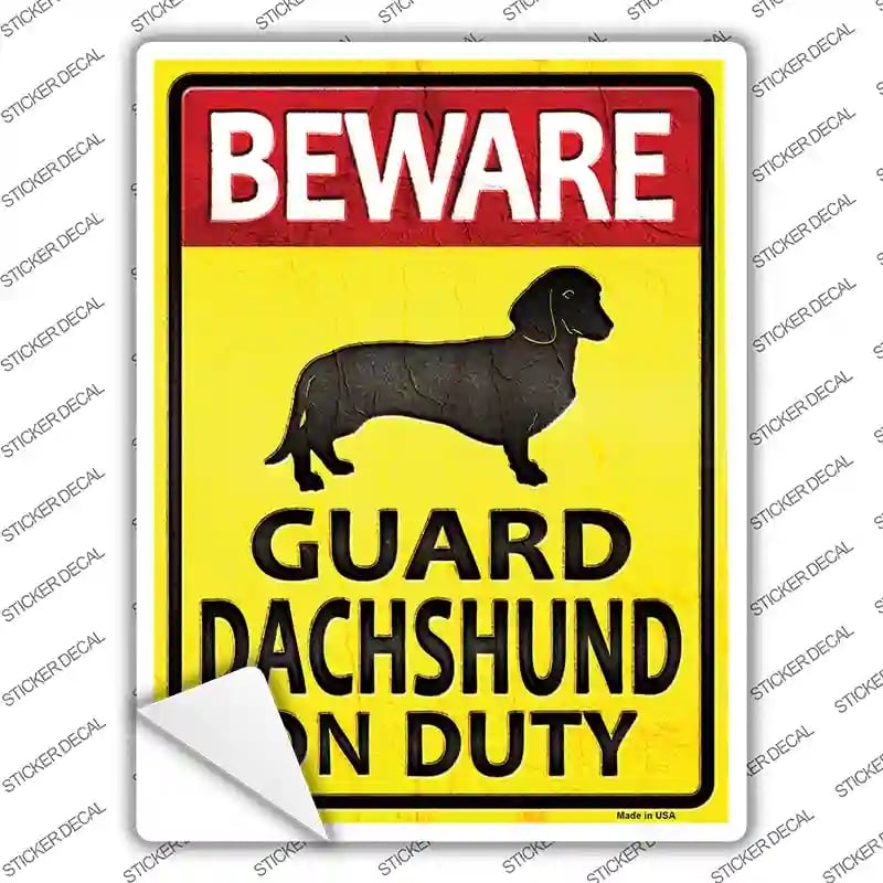 P-1472s-S Guard Dachshund on Duty Novelty Rectangle Sticker Decal - Small