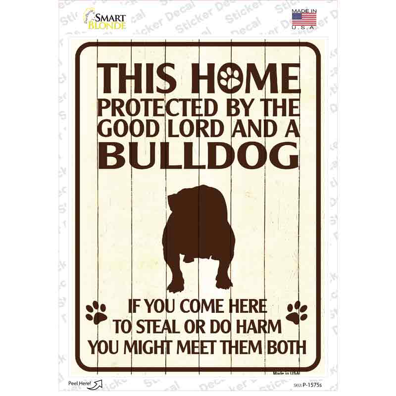 P-1575s-M Bulldog Protected Novelty Rectangle Sticker Decal - Medium