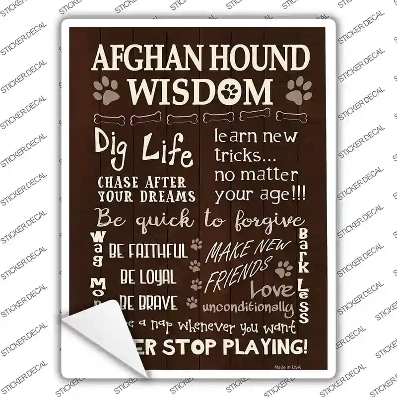 P-1645s-XL Afghan Hound Wisdom Novelty Rectangle Sticker Decal - Extra Large