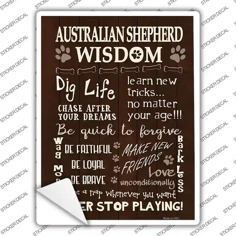 P-1646s-L Australian Shepherd Hound Wisdom Novelty Rectangle Sticker Decal - Large