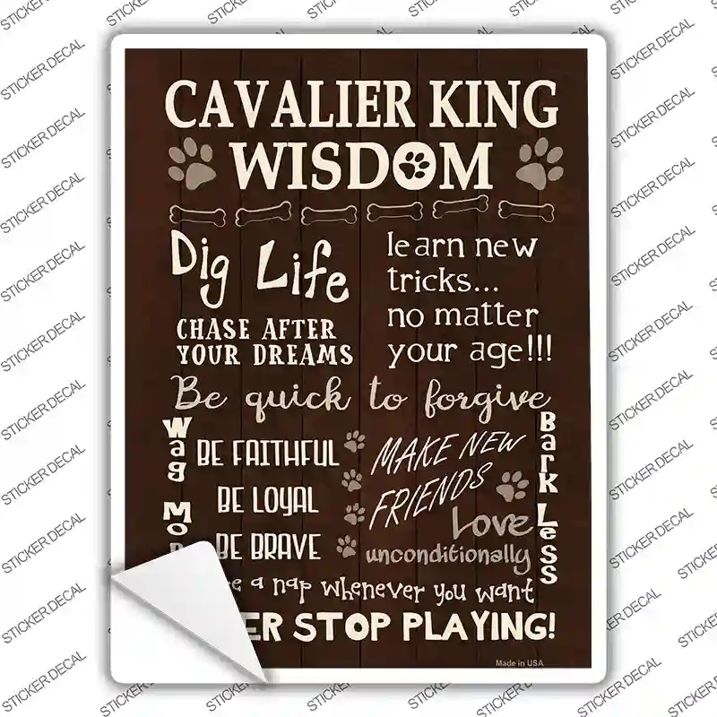 P-1651s-XL Cavalier King Wisdom Novelty Rectangle Sticker Decal - Extra Large