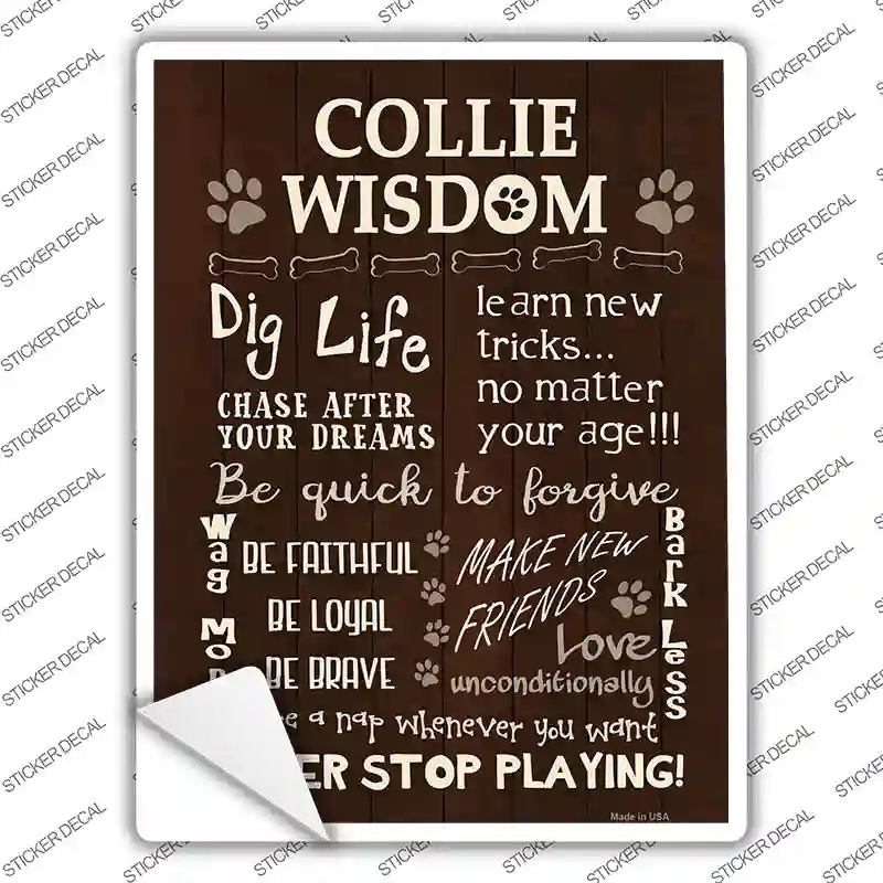 P-1655s-XL Collie Wisdom Novelty Rectangle Sticker Decal - Extra Large
