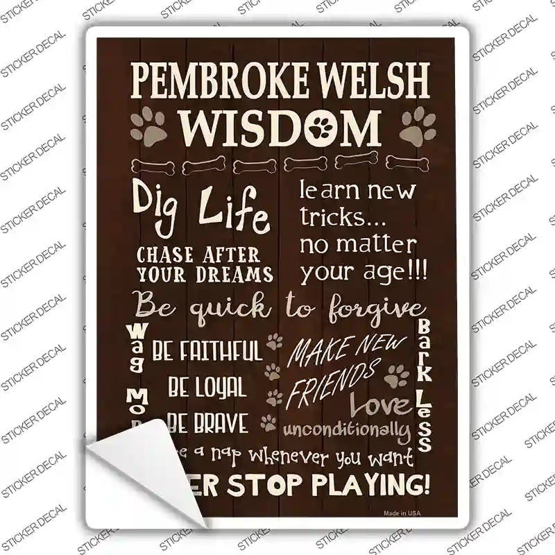 P-1661s-S Pembroke Welsh Wisdom Novelty Rectangle Sticker Decal - Small