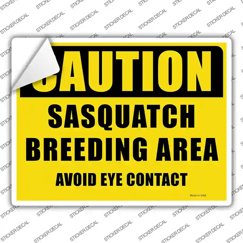 P-1730s-S Caution Sasquatch Breeding Area Novelty Rectangle Sticker Decal - Small