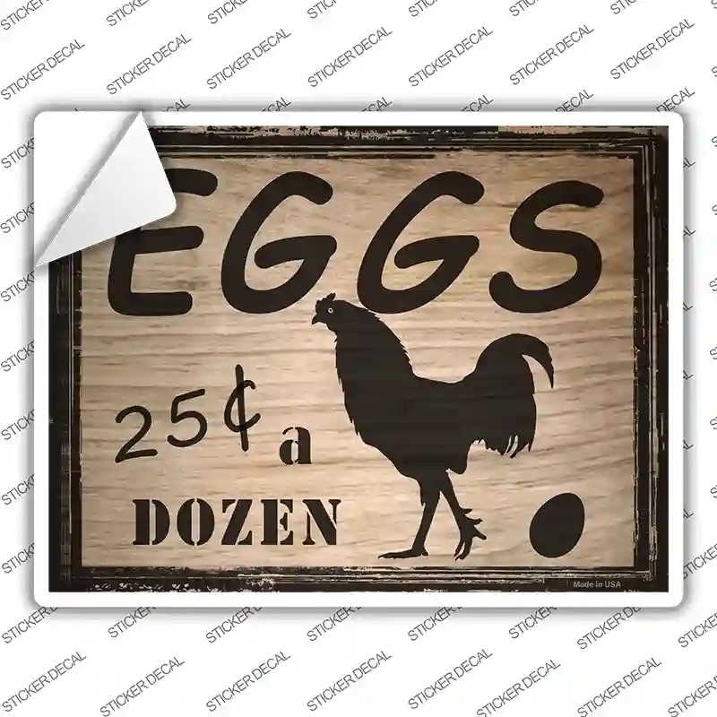 P-1745s-S Eggs 25 Cents A Dozen Novelty Rectangle Sticker Decal - Small