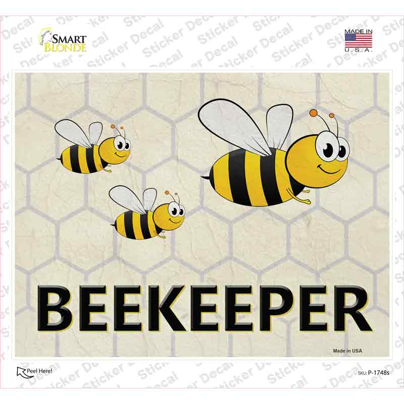 P-1748s-M Beekeeper Novelty Rectangle Sticker Decal - Medium
