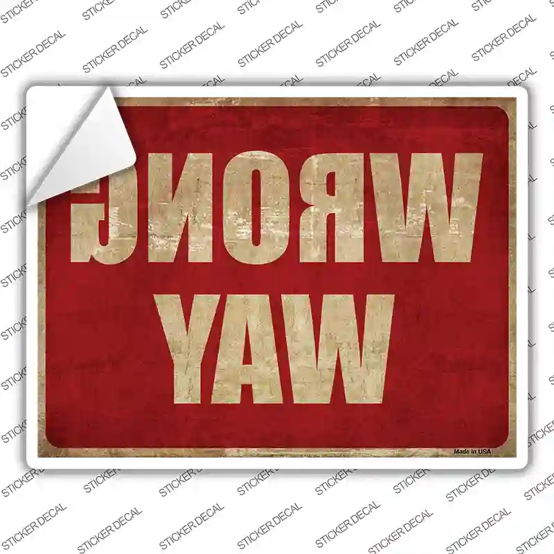 P-1782s-S Mirrored Wrong Way Novelty Rectangle Sticker Decal - Small