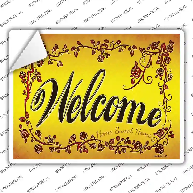 P-1794s-S Welcome Grape Vines Novelty Rectangle Sticker Decal - Small