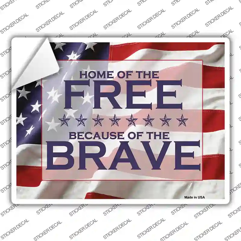 P-189s-XL American Flag Free Brave Novelty Rectangle Sticker Decal - Extra Large