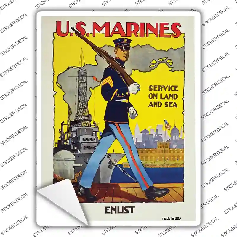 P-1940s-L US Marines Vintage Poster Novelty Rectangle Sticker Decal - Large