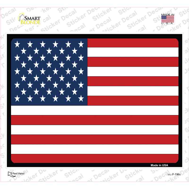 P-196s-M Solid American Flag Novelty Rectangle Sticker Decal - Medium