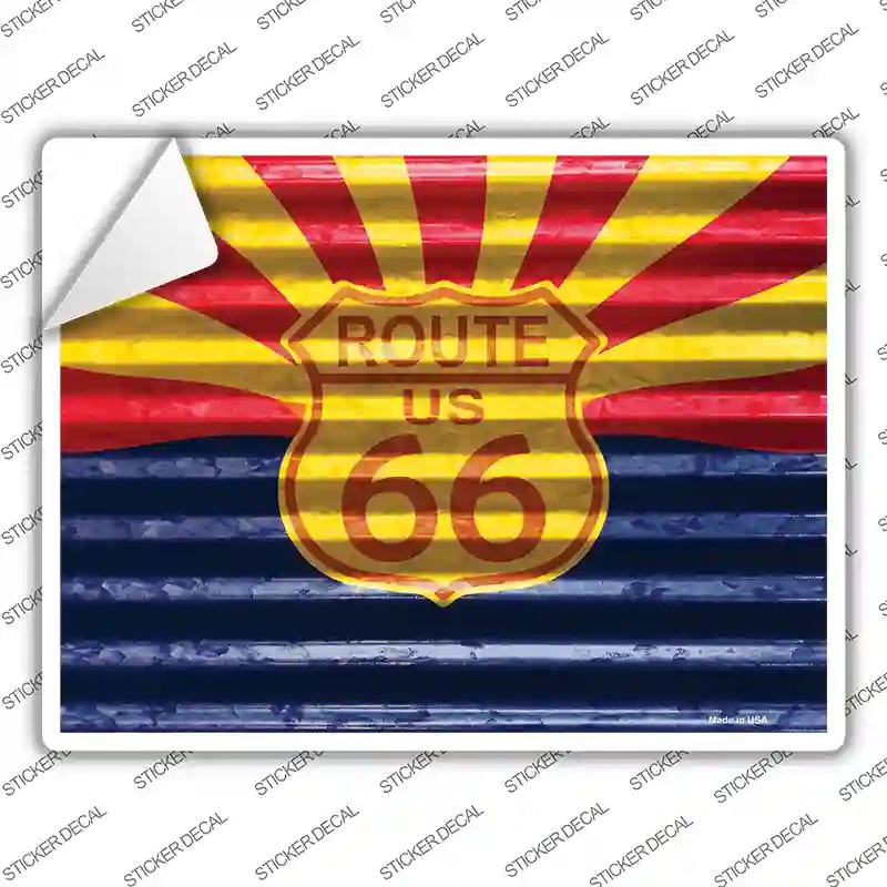 P-2312s-L Route 66 Arizona Flag Novelty Rectangle Sticker Decal - Large