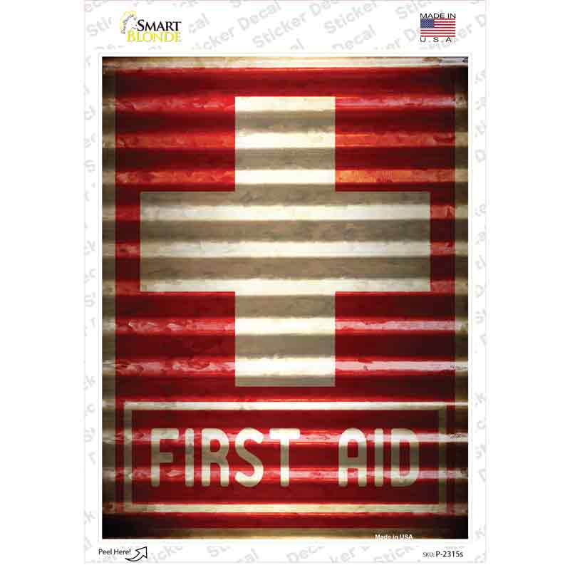 P-2315s-M First Aid Novelty Rectangle Sticker Decal - Medium