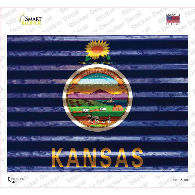 P-2330s-M Kansas Flag Novelty Rectangle Sticker Decal - Medium