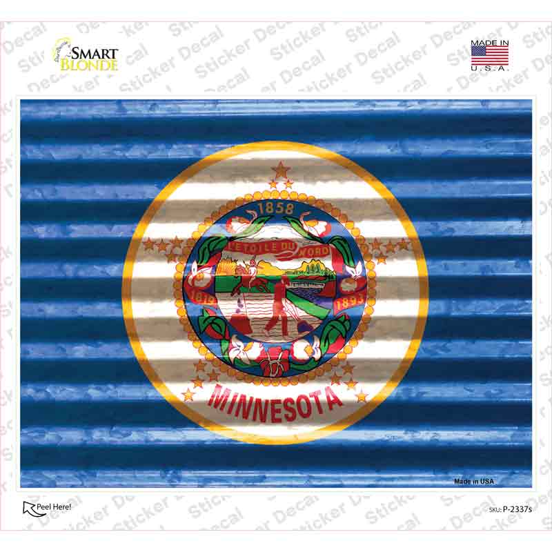 P-2337s-M Minnesota Flag Novelty Rectangle Sticker Decal - Medium
