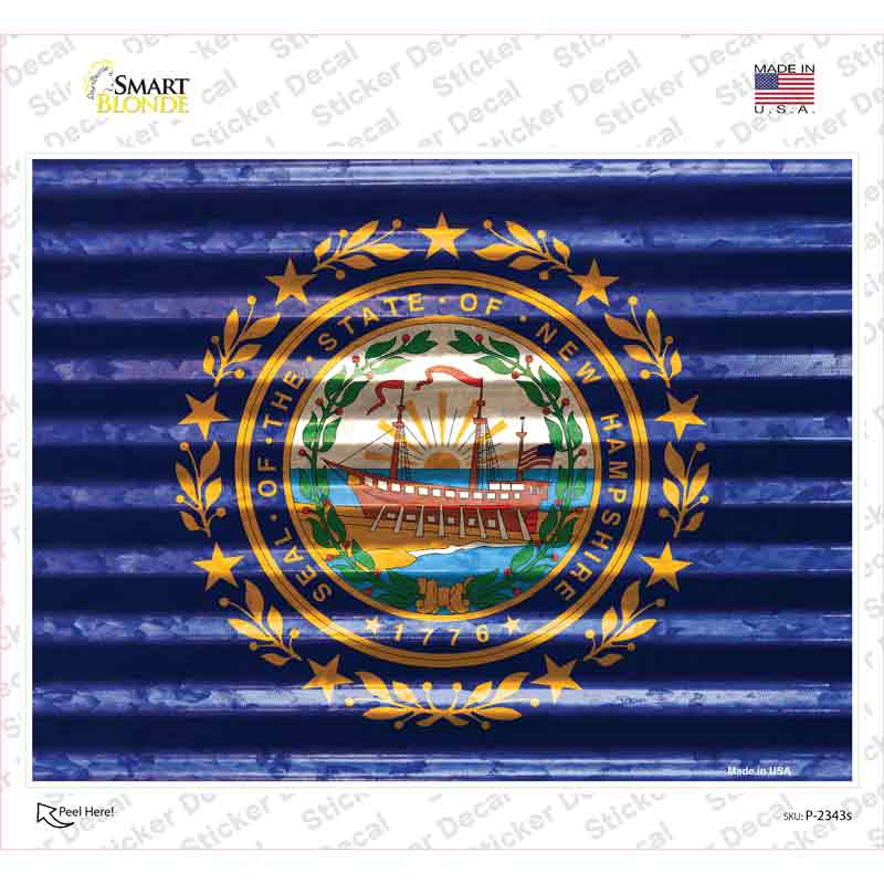 P-2343s-M   Hampshire Flag Novelty Rectangle Sticker Decal - Medium