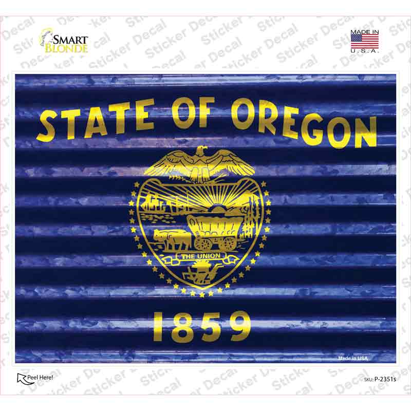 P-2351s-M Oregon Flag Novelty Rectangle Sticker Decal - Medium