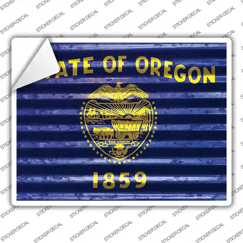 P-2351s-S Oregon Flag Novelty Rectangle Sticker Decal - Small